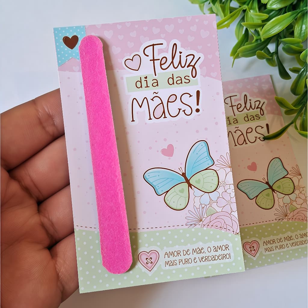50 Cards Cartões com mini lixa Dia das Mães - Mimos Dia das Mães