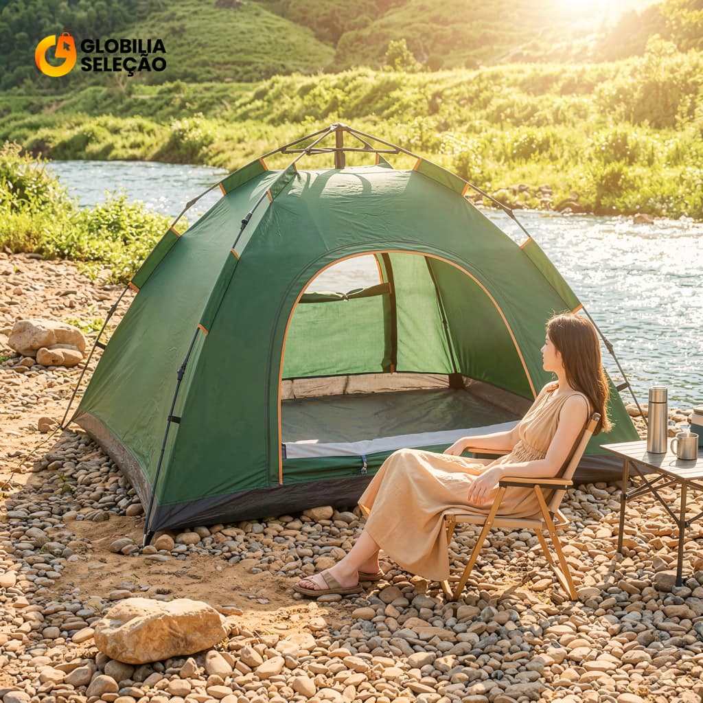 Barraca Camping Automático/Manual 2-4 Pessoas - Barraca De Acampamento A Prova D'Água - Barraca Camping Praia FS1032_QS