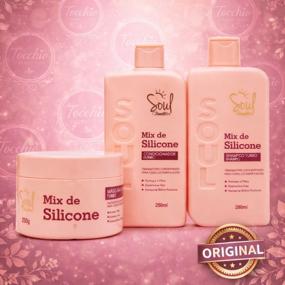 KIT CAPILAR MIX DE SILICONE SOUL 3 itens - SHAMPOO TURBO - CONDICIONADOR TURBO E MÁSCARA CAPILAR