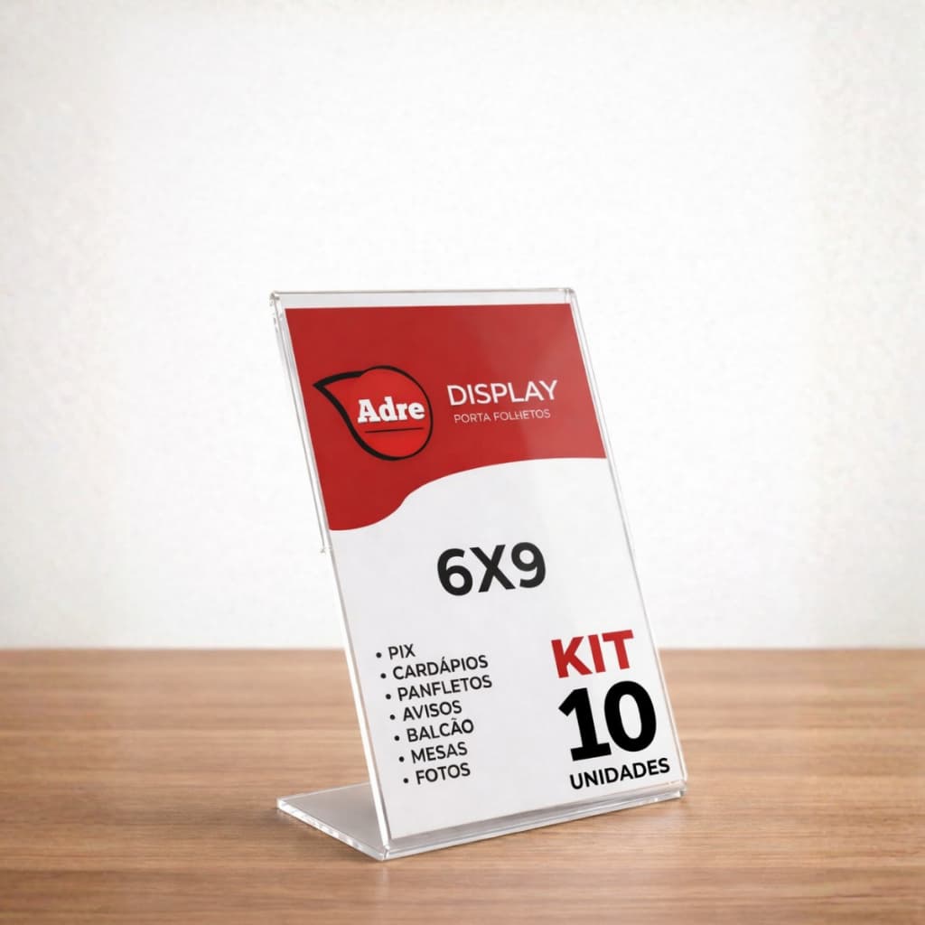 10 Display L Expositor 6x9 Acrílico (ps) Etiqueta Card Fotos pequenas