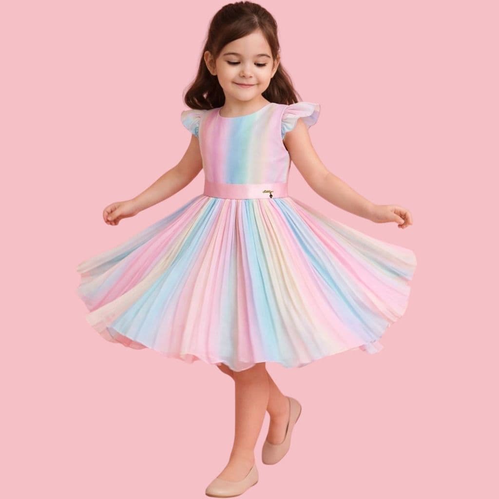 Vestido Festa Infantil Colorido Candy Colors Aniversário Princesa Arco Íris
