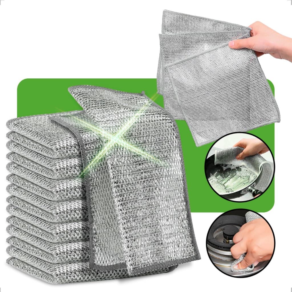 1/5/10/15/20 Pano de Limpeza Multiuso Metalico Cozinha Pia Fogão Prato Panela Reutilizavel Grelha Gordura