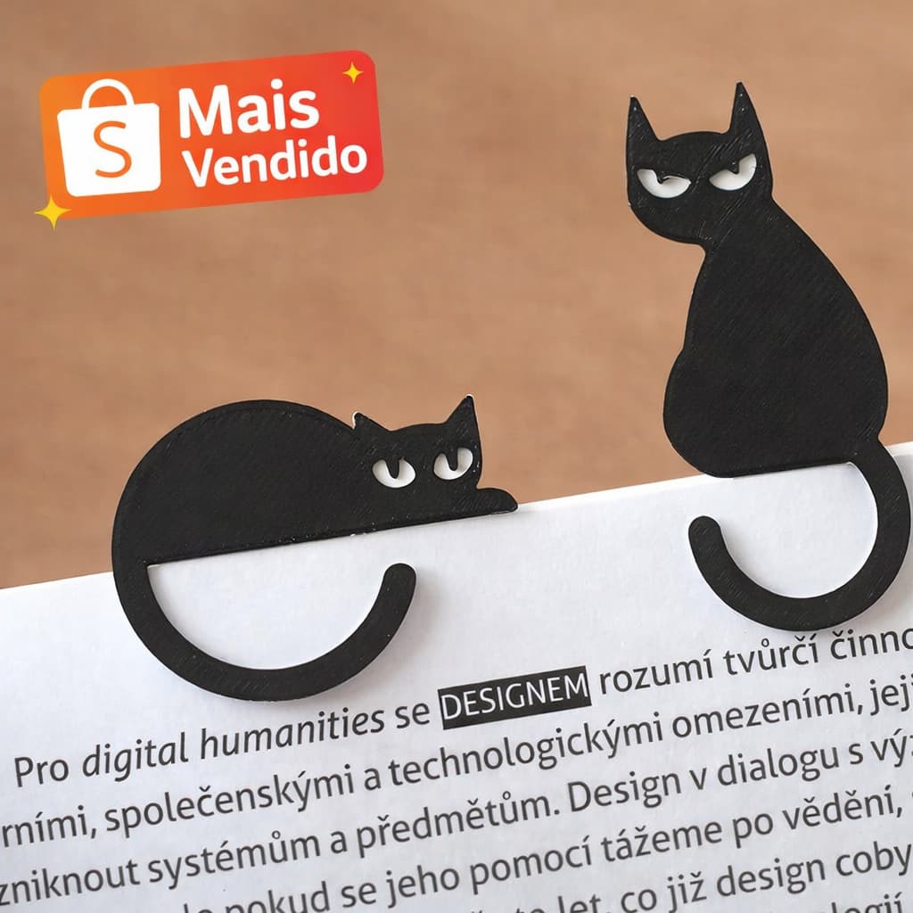 Marcadores de página, livro, revista, caderno  - Temático personalizado - Gato sentado e deitado