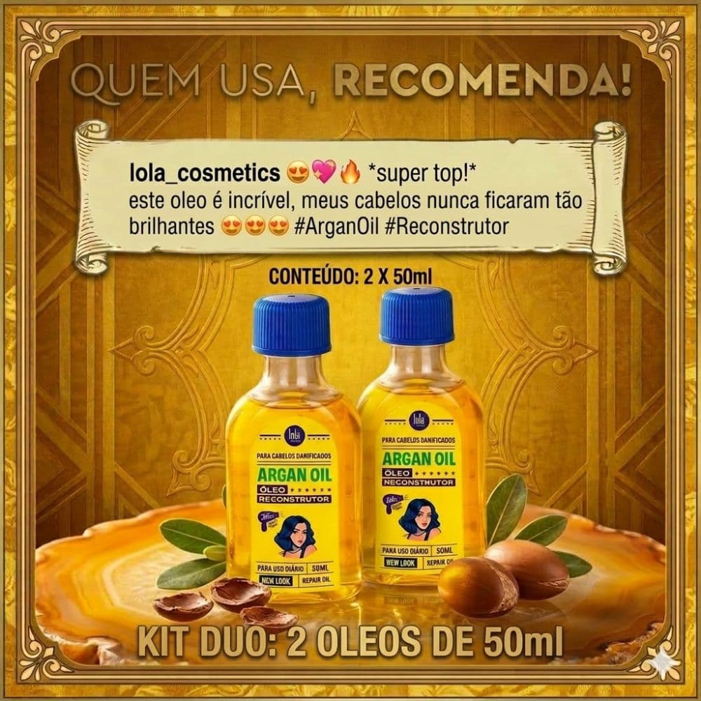 Kit 2 Óleos de Argan Oil 50ml - Lola Cosmetics