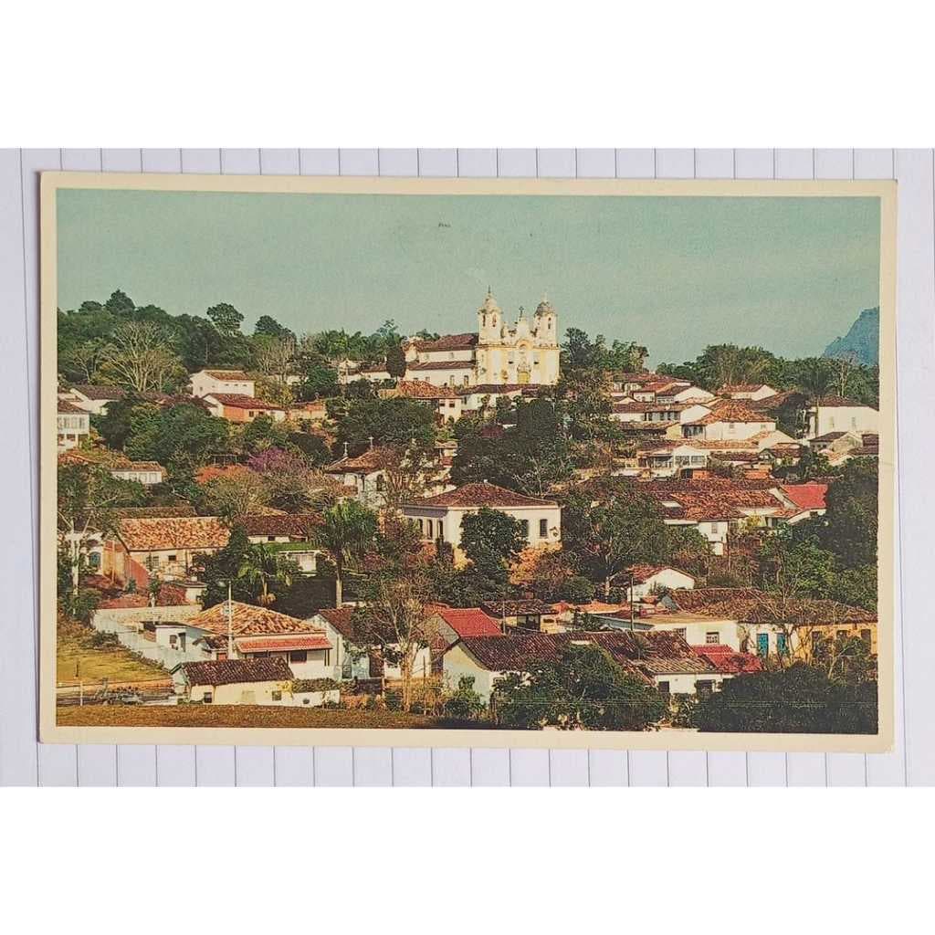 Cartão Postal Tiradentes MG Vista Parcial Cidade Histórica Minas Antigo Manuscrito Colecionável