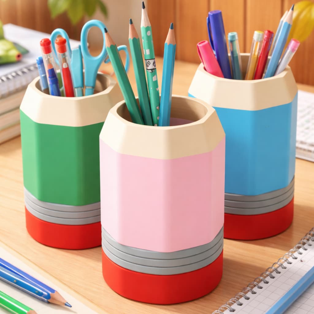 Porta Lápis Organizador Kit 3 Peças – Porta Caneta e Utilidades para Escritório e Escola