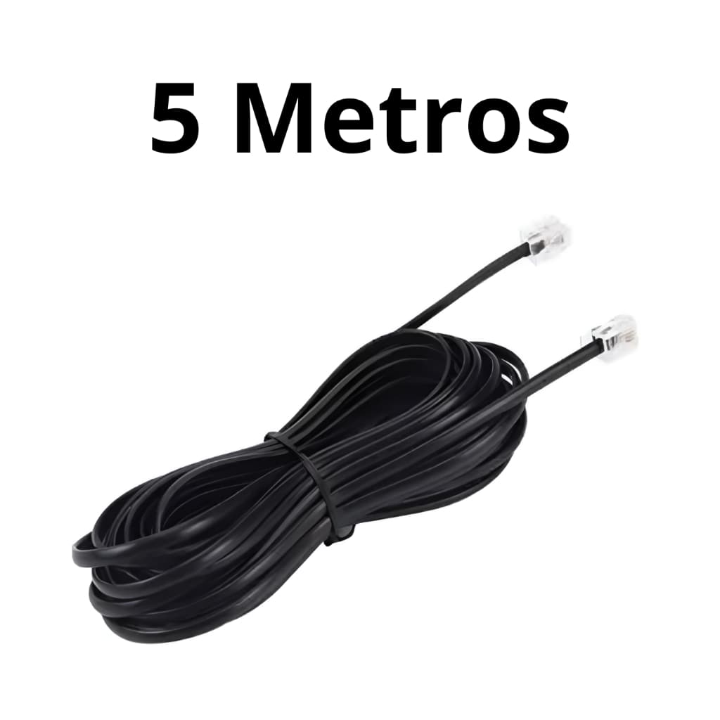 Fio De Telefone RJ11 5 Metros Bestfer Extensão Para Interfone e Telefone Sem Fio Macho x Macho BFH1871 Liso