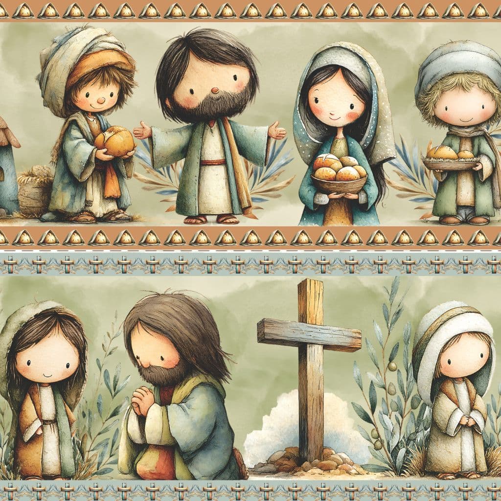 Tricoline  Digital Algodão 100% Barrado Doce Caminho De Jesus Toalha Pano de Prato Atêlie Bibi