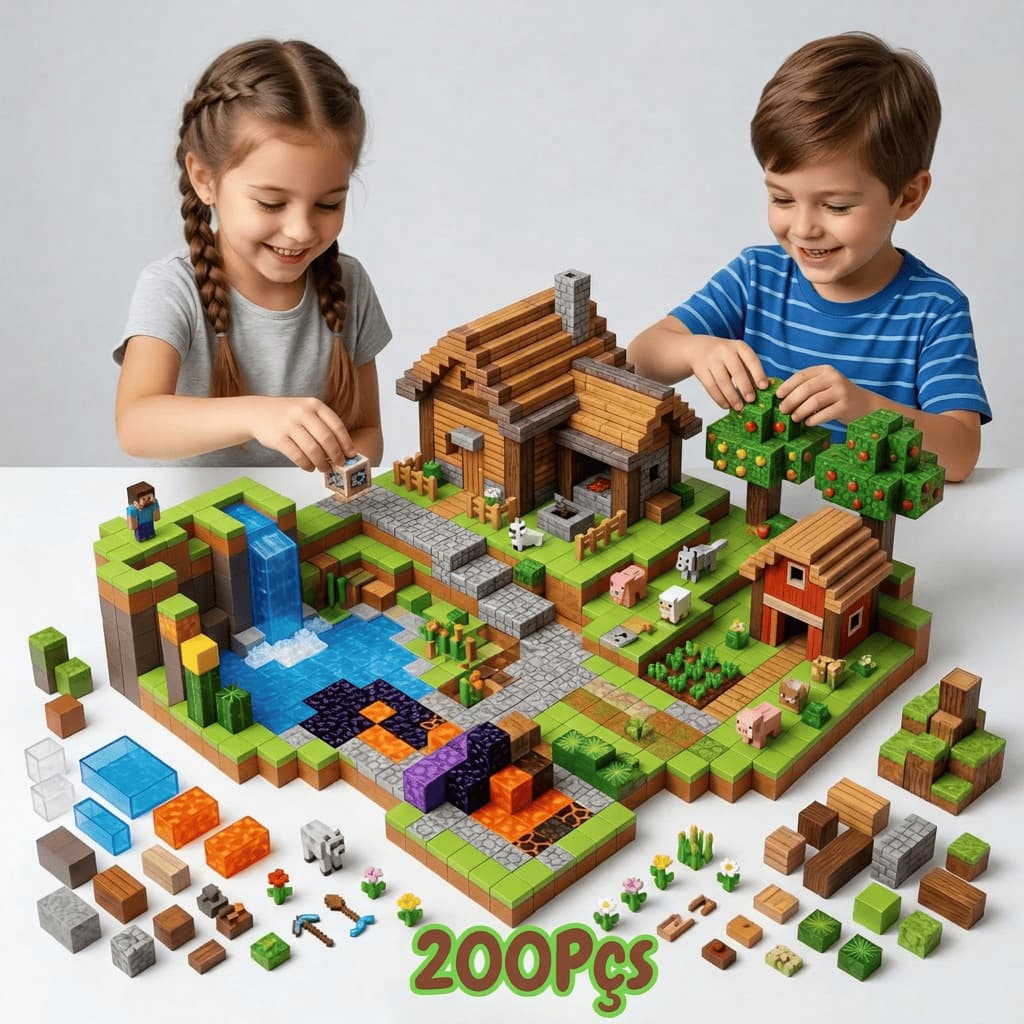 Kit 200 Blocos Magnéticos Brinquedo Educativo