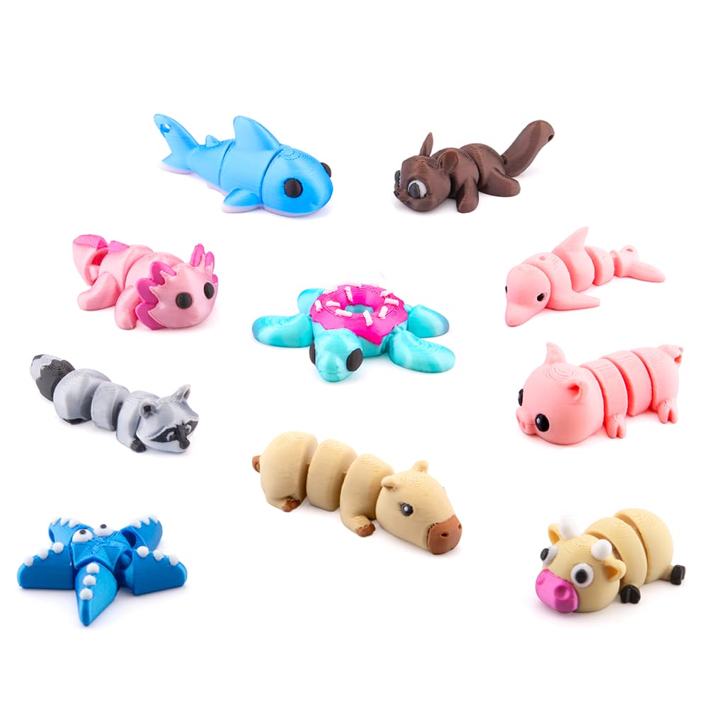 10 Chaveiros Articulados Coloridos Bonitos e Divertidos, uma peça de cada