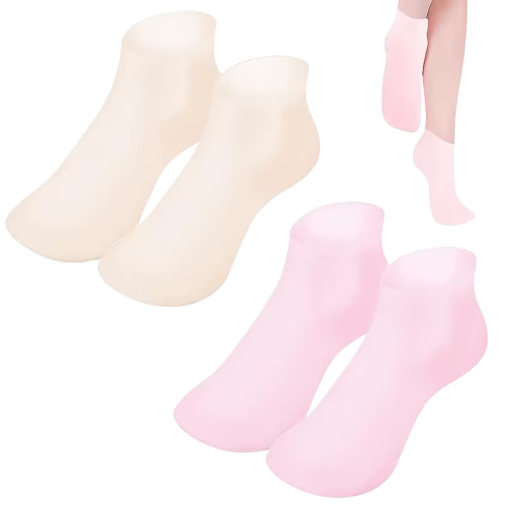 Meias Gel Silicone Para Hidratação dos Pés Protetora Dedos Calcanhar