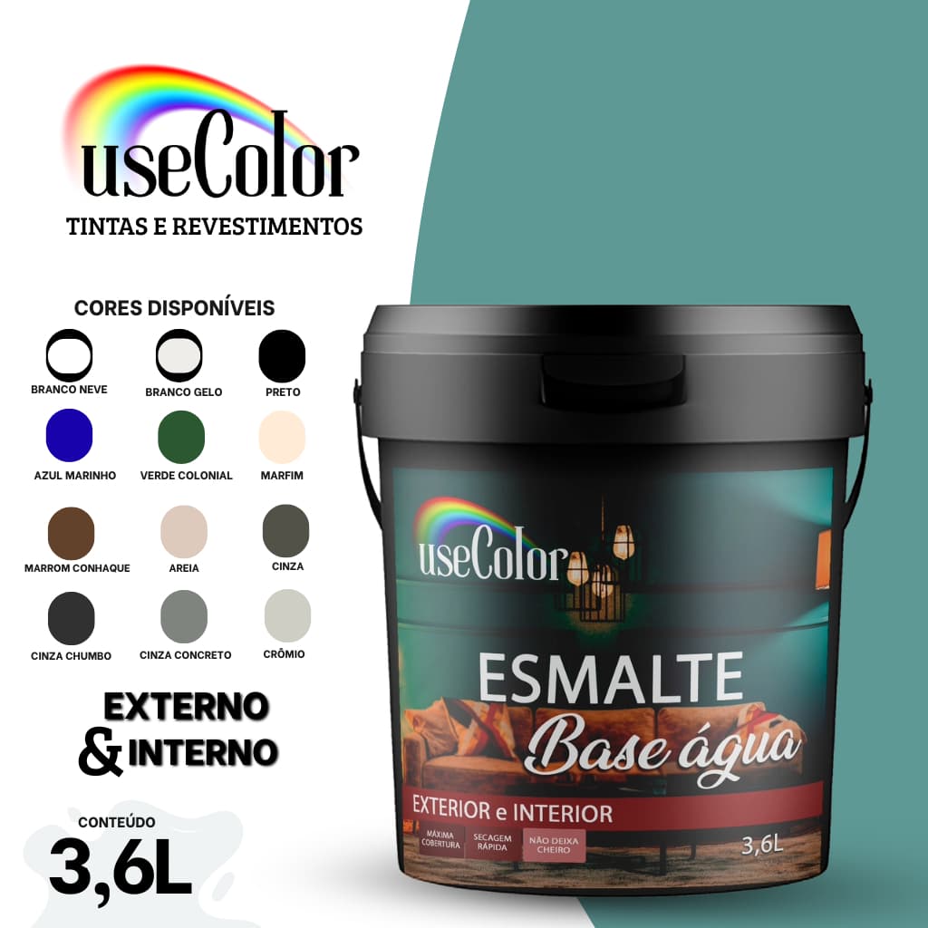 Tinta Esmalte 3,6L Fosca Base Água Ótima Cobertura Madeiras e Metais
