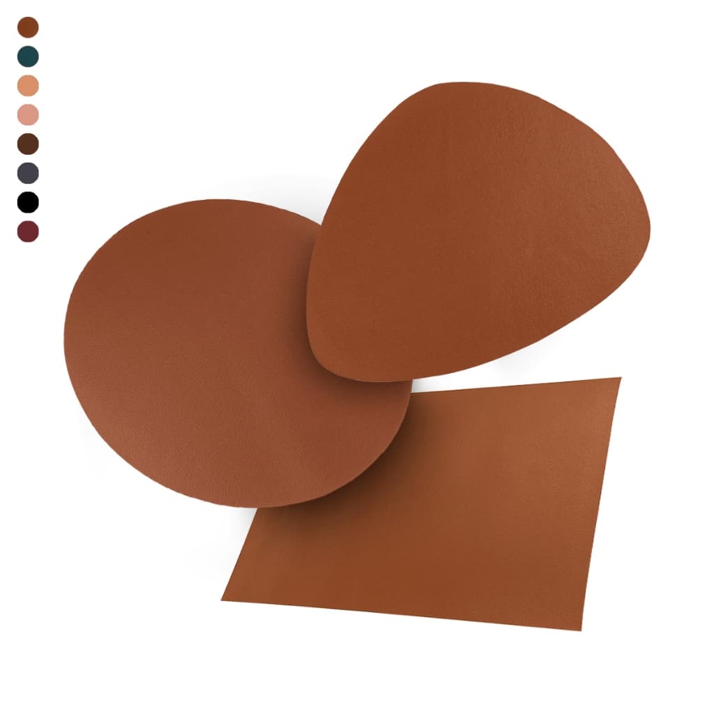 Jogo Americano Souplast Couro Redondo Orgânico Mesa Posta Jantar + Porta Copos Porta Guardanapo