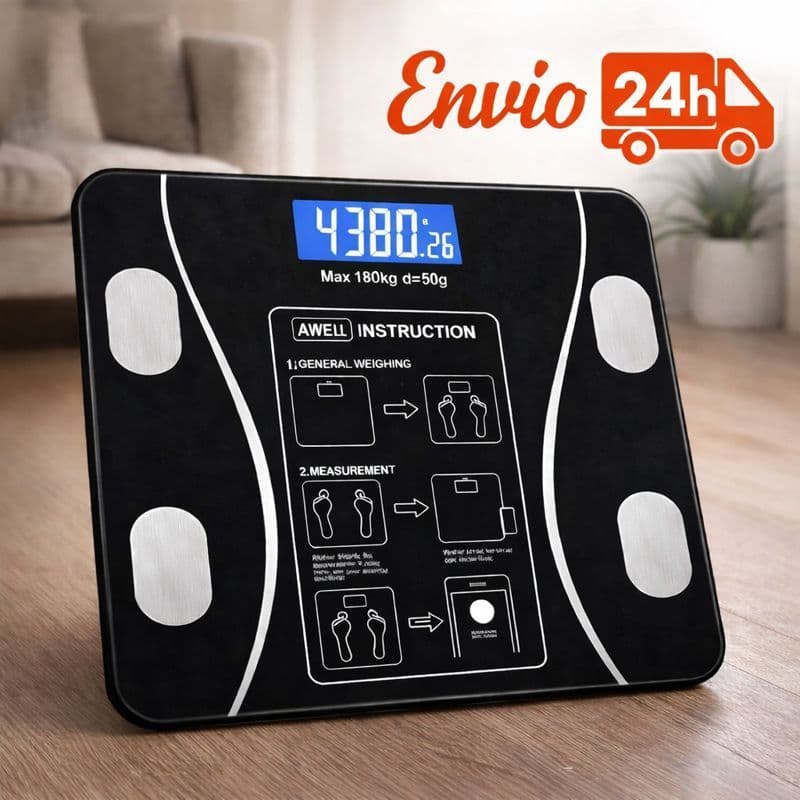 Balança Digital Corporal Bioimpedância Bluetooth 180kg IMC Gordura App iOS Android LED Preta