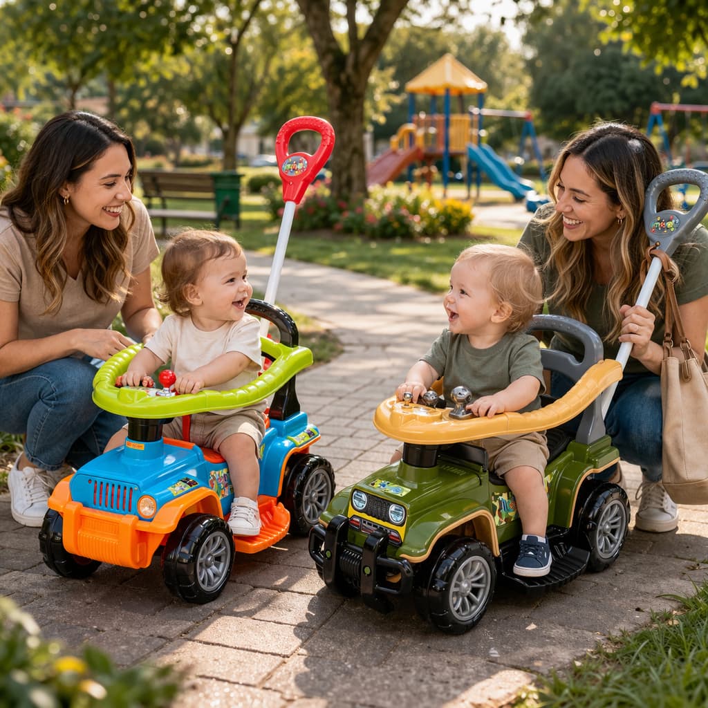 👶 Jip Jip Carrinho Infantil Empurrador c/ Haste Som Buzina Proteção Até 30kg Seguro e Divertido 🎉