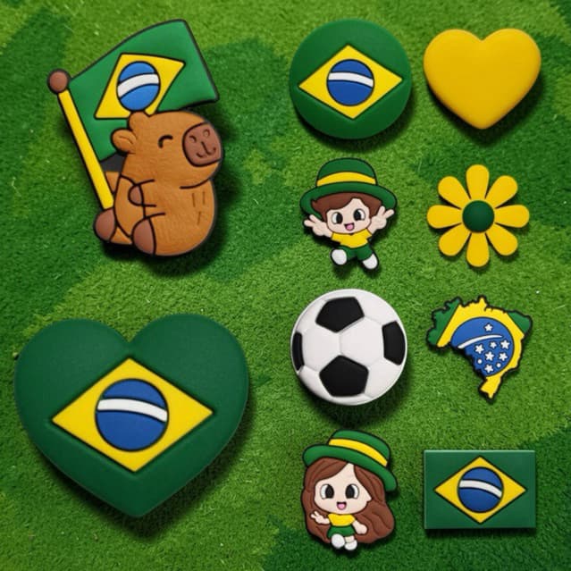 Kit Apliques Brasil 10, 20 ou 30un | Apliques Copa para Laços, Artesanato e Decoração