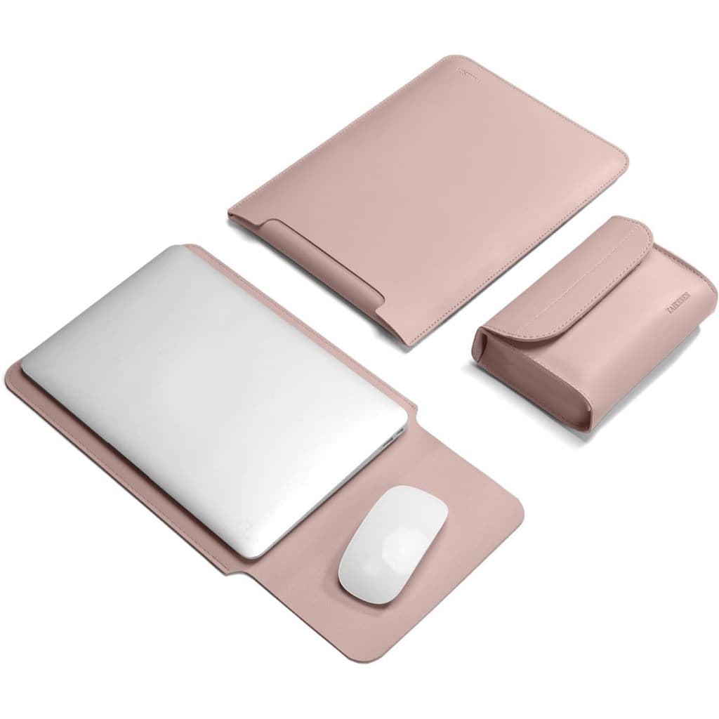 capa case de manga para macbook air couro pu 14/16 polegada maleta notebook do mouse pad, bolsa para tablet impermeável