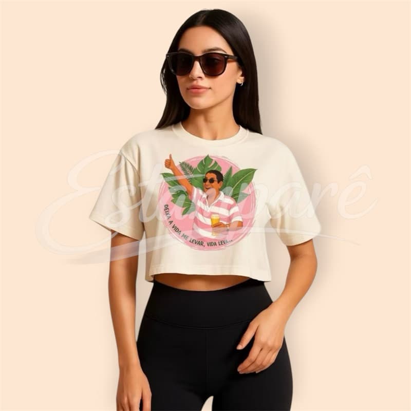 Cropped Feminino Oversized DTF Estiloso Moda Off White