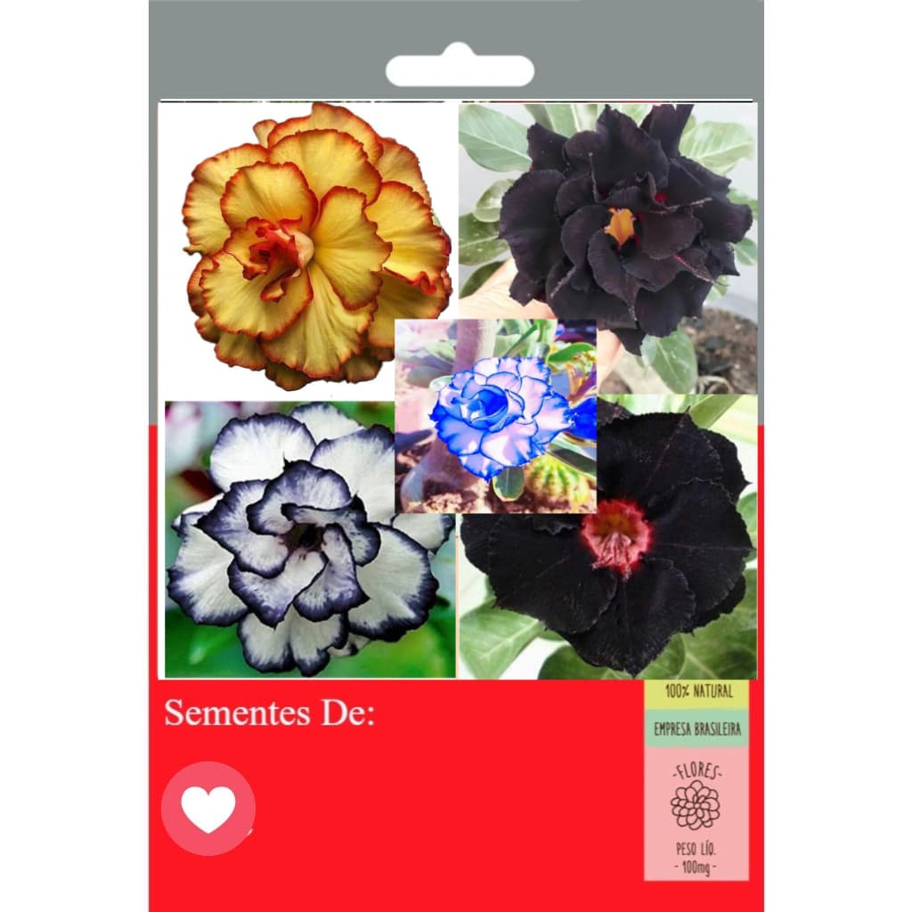 MIX 30 Tipos Rosa do Deserto Raras Triplas/ DobradAs 5 Sementes