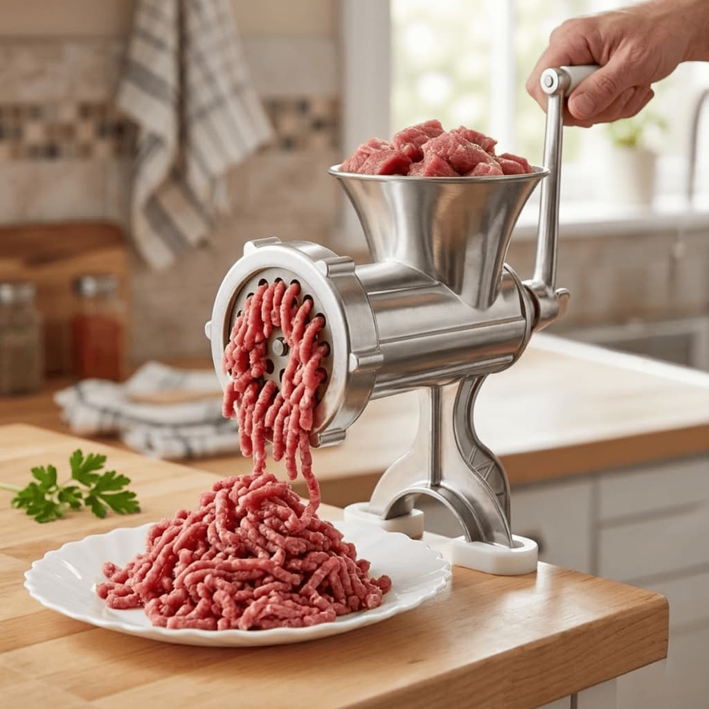 Moedor de Carne Máquina de Moer Manual Triturador Hamburguer Carnes Moidas e Temperos