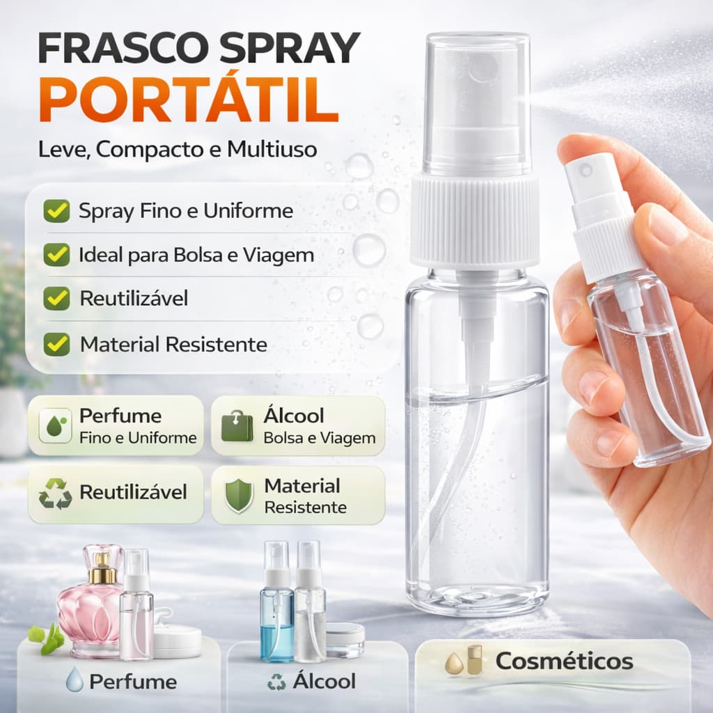 Kit 5/10/15 Borrifador 10ml Spray Frasco Transparente Válvula Pulverizador Para Água Perfume Viagens