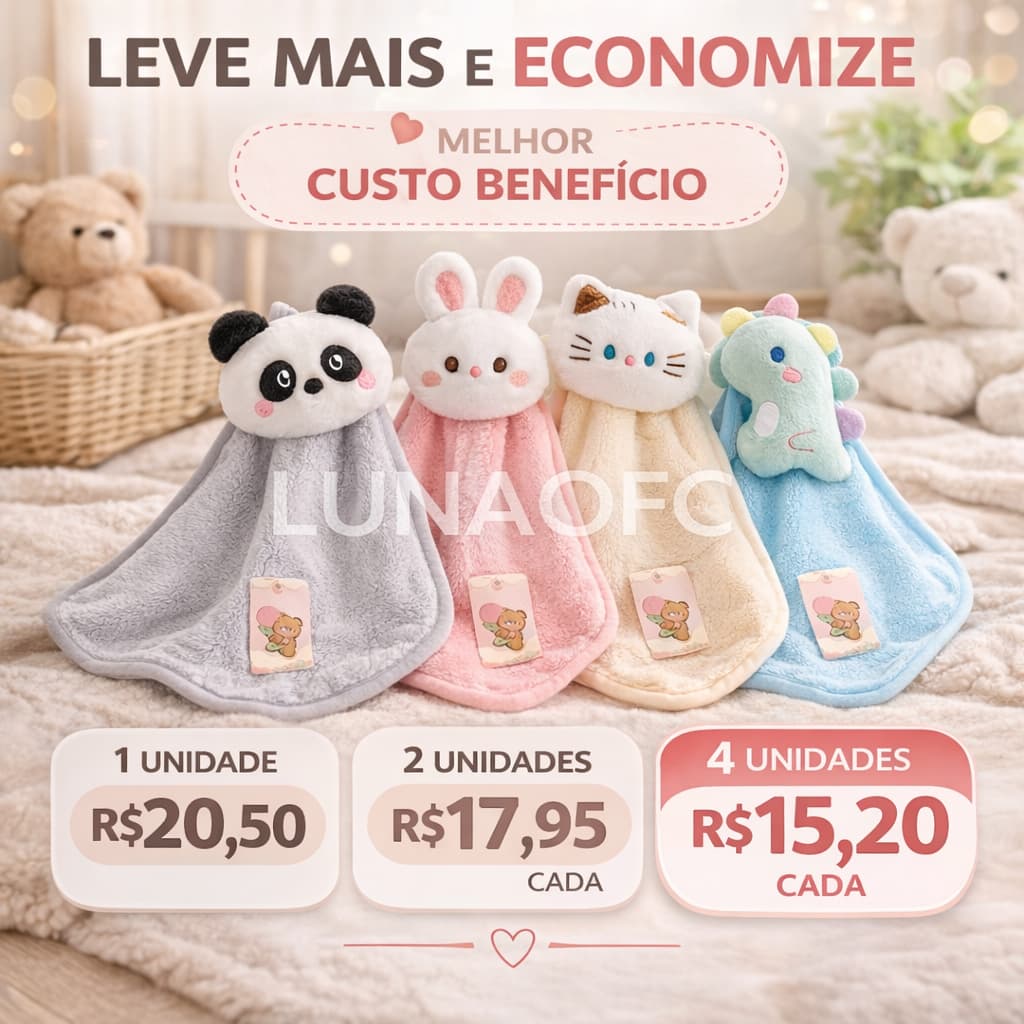 Naninha Bebê | Paninho de Apego | Pelúcia Macia | Anti Alérgica Conforto Sono Infantil Kit Promoção.