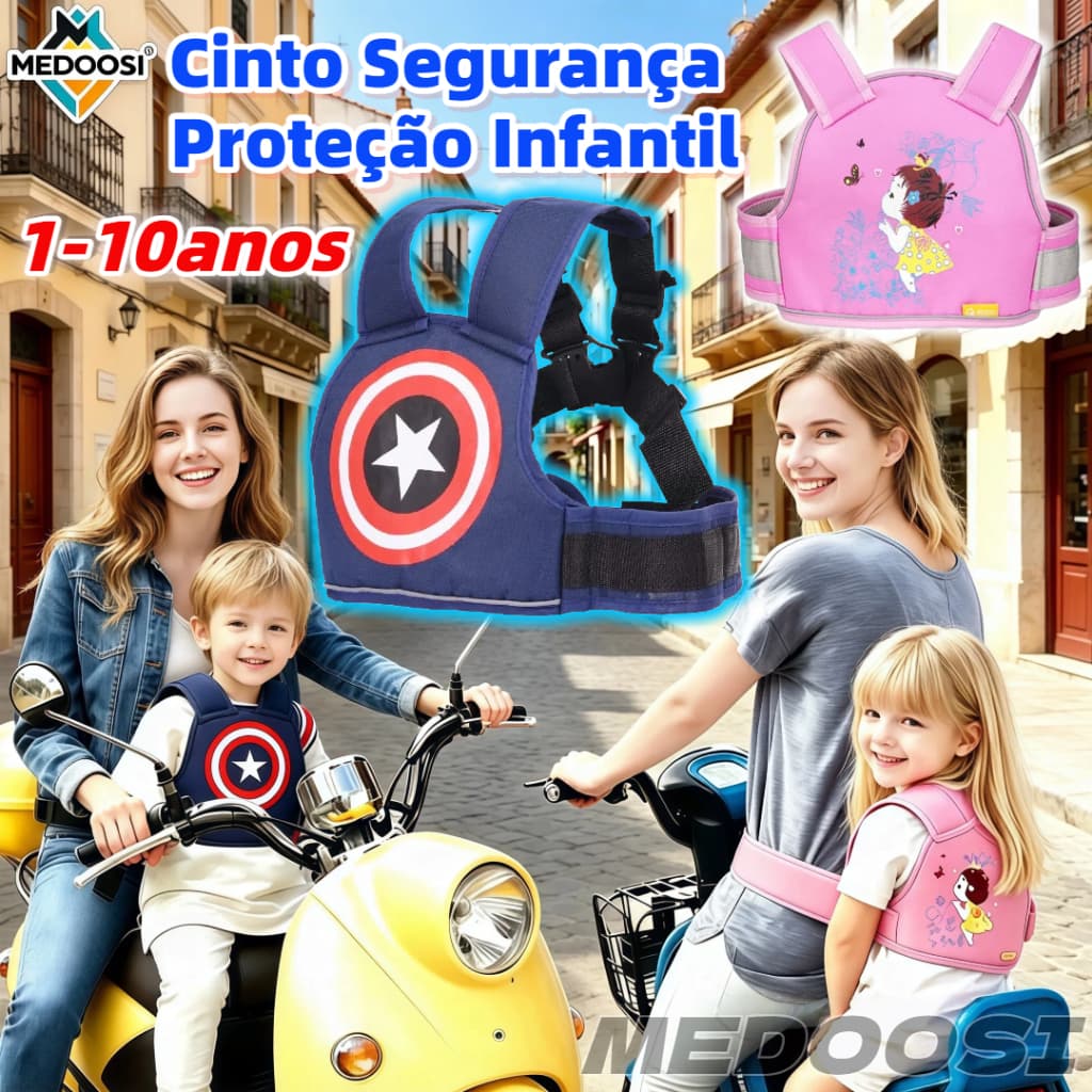 ​​Colete de Cinto Segurança Proteção Infantil Anti-Queda Ajustável para Motocicleta,Bicicleta Arnês Reflexivo Criança​​