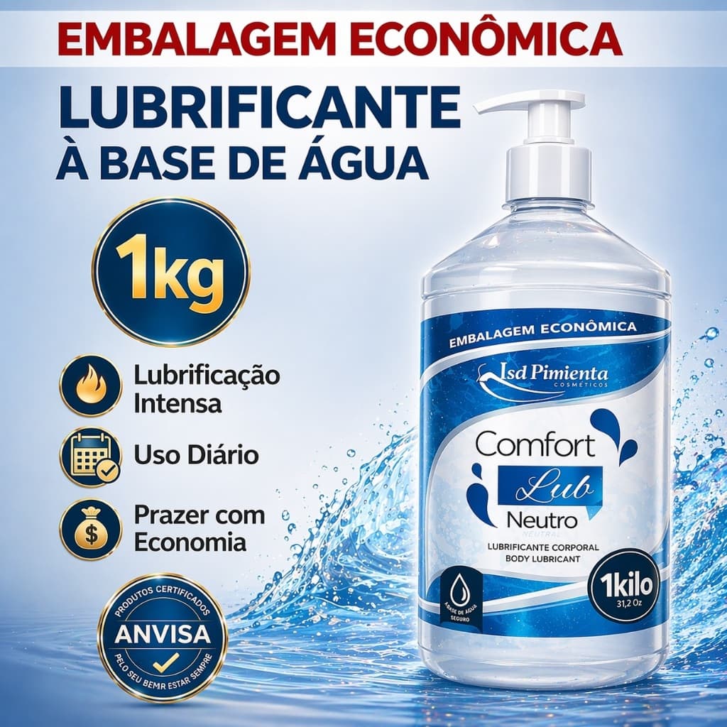 Lubrificante Íntimo 1kg Neutro Gel A Base D'água Confort Lub Embalagem Econômica