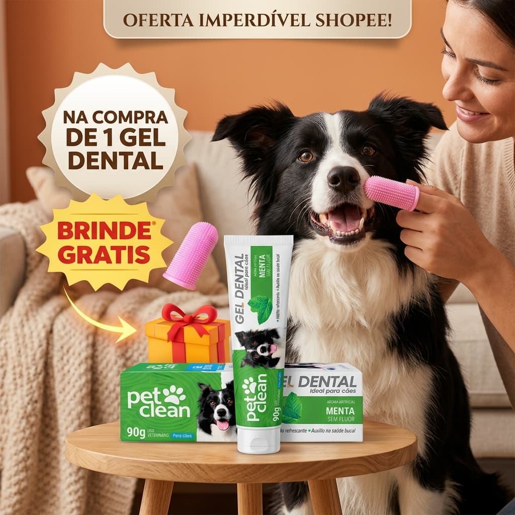 Gel Dental Pet Clean Sabor Menta ou Tutti Fruti | para Cães e Gatos Higiene Bucal Elimina Mau Hálito