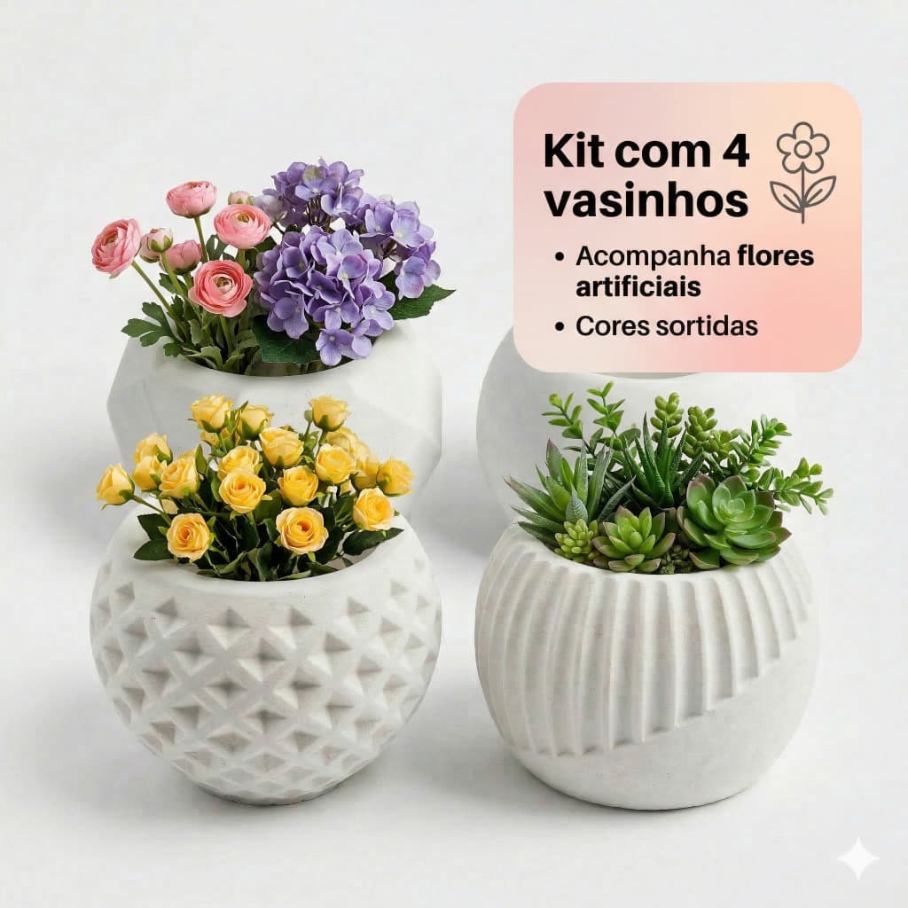 Kit 8 Vasinhos decorativo de gesso  Resistentes Premium Lembrancinha