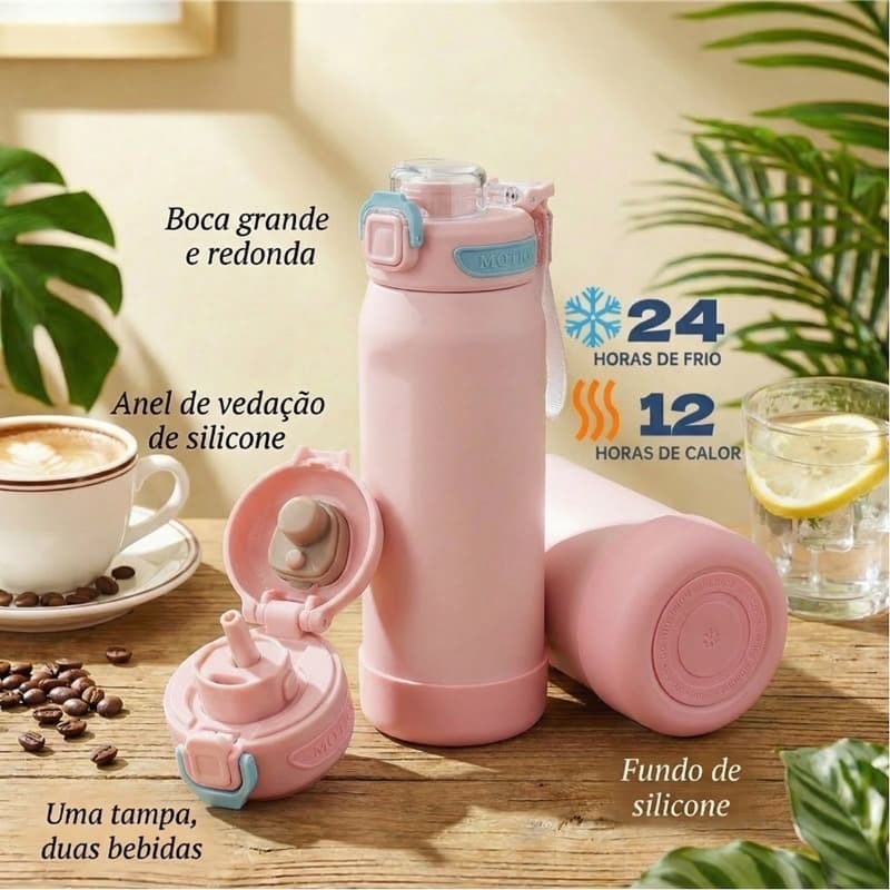 Garrafa térmica 650ml inox 316 Quente e Frio Alça Com palhinha Copo térmico Trabalho/Office/Home-XR-94