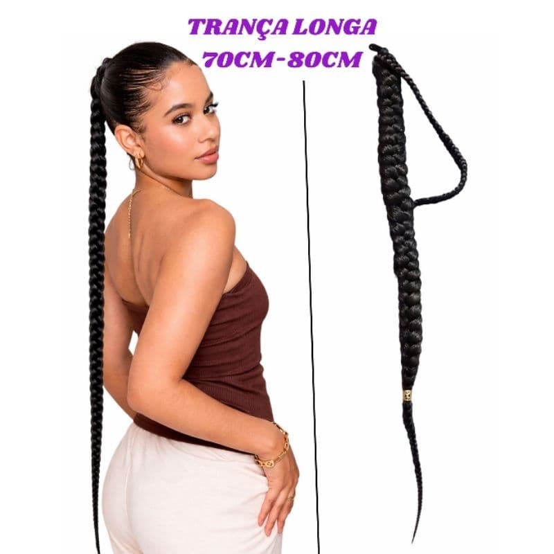 Rabo de Cavalo Trança Jumbo Afro Longa 70–80cm | Envio Rápido | M/G