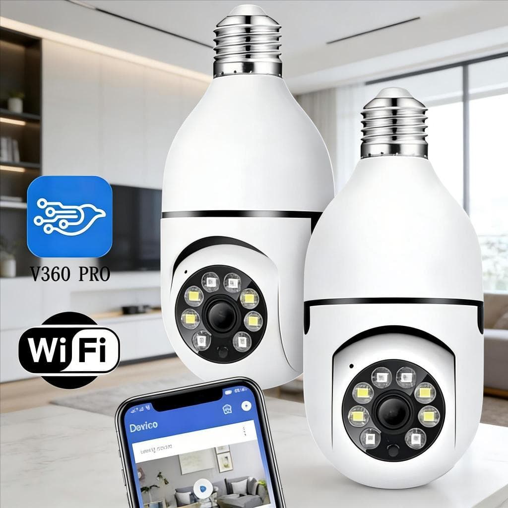 Câmera segurança wi-fi ip sem fio V360 encaixe lampada aplicativo ptz full HD visão noturna