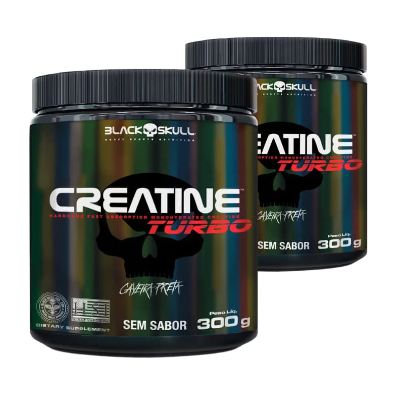 Kit com 2 Creatinas Monohidratadas Black Skull Turbo 300g