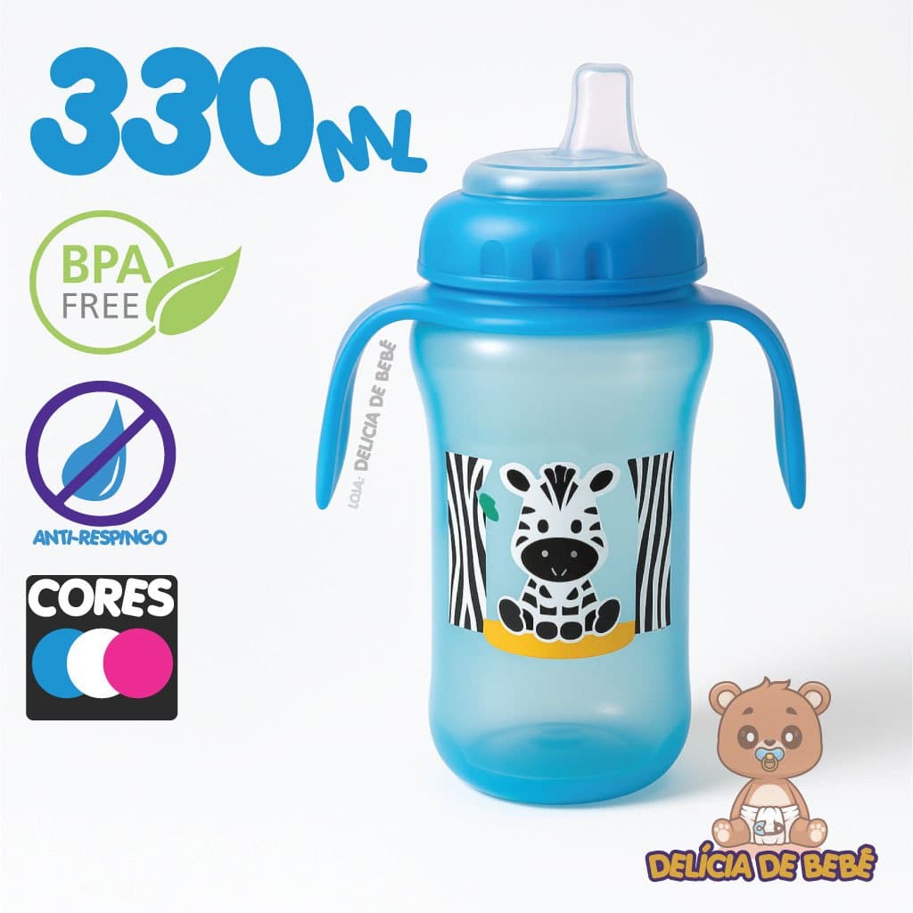 Copo Para Bebê - Anti-Vazamento - Bico Silicone Macio - Alça Removivel - 330 ML - Mamadeira