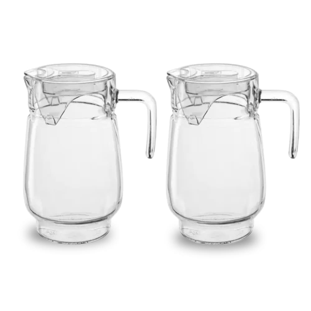 Kit 2 Jarras de Vidro 1,6L Com Tampa em Acrílico