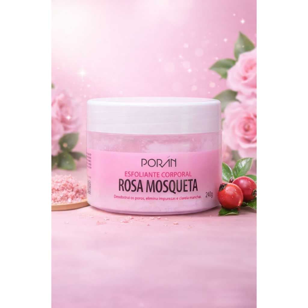 Esfoliante Corporal Porán Rosa Mosqueta - Desobstrui Poros, Elimina Impurezas, Clareia Manchas 240g