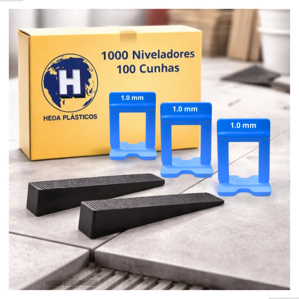 1000 Espaçador Nivelador Piso 1mm Mais 100 Cunhas Slim