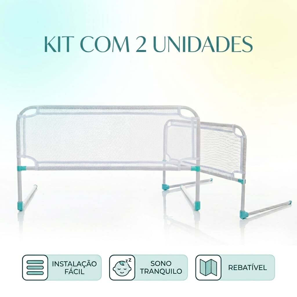 Kit 2 Grade de Segurança Universal Tela Anti-quedas para Cama Adulto e Infantil