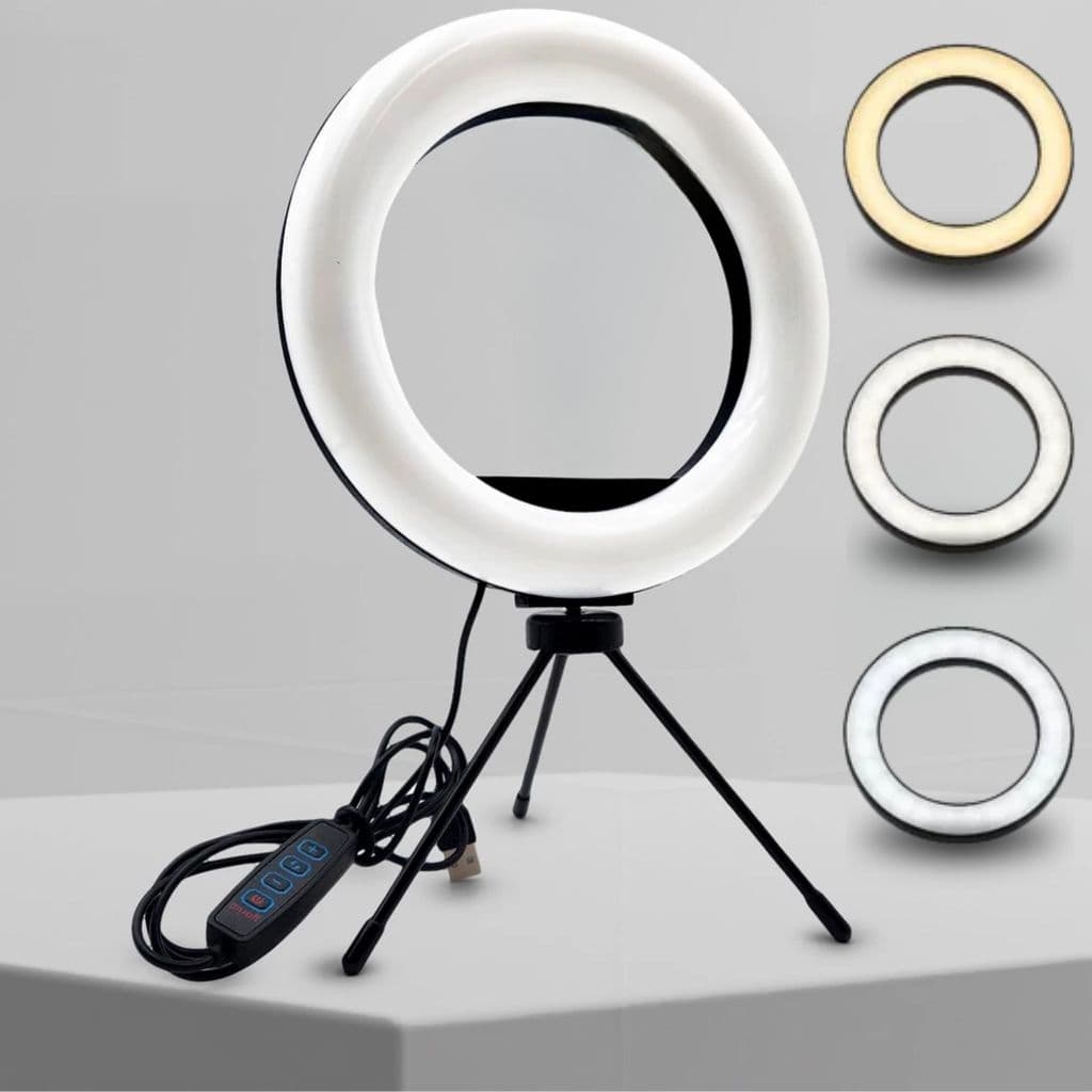 Ring Light LED Iluminador Portátil Com Tripé  6 polegadas 16cm Fotos Profissionais