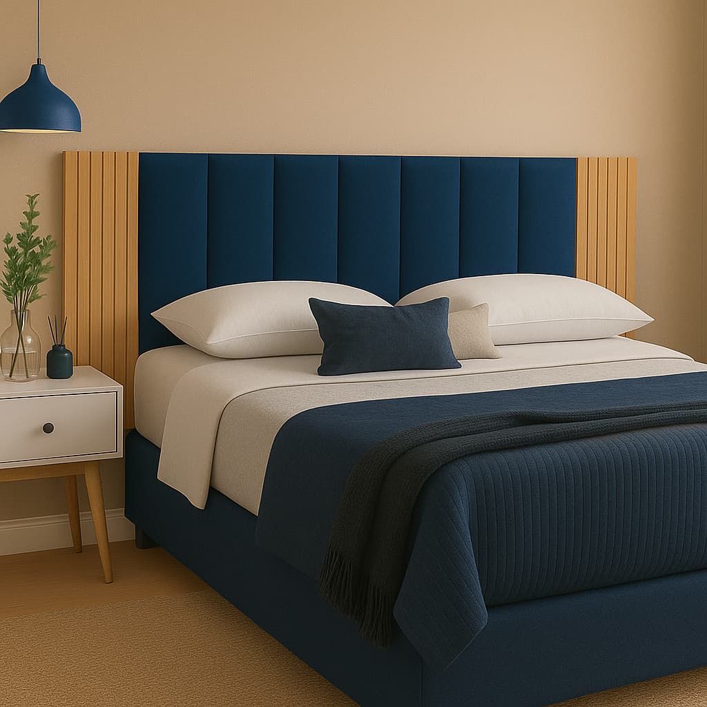 Kit Com Até 12 Peças Cabeceira Modular + Painel Ripado MDF Para Cama Box Casal King Queen