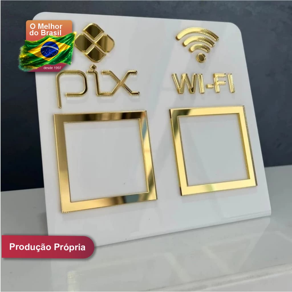 Placa Pix Dispay Em Acrílico Mesa Balcão Pix e Wifi Diversas Cores