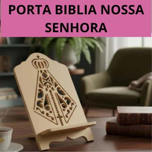 Porta Biblia E Livro Trabalhado Nossa Senhora Aparecida Em Mdf 9mm cor Cru 35x23