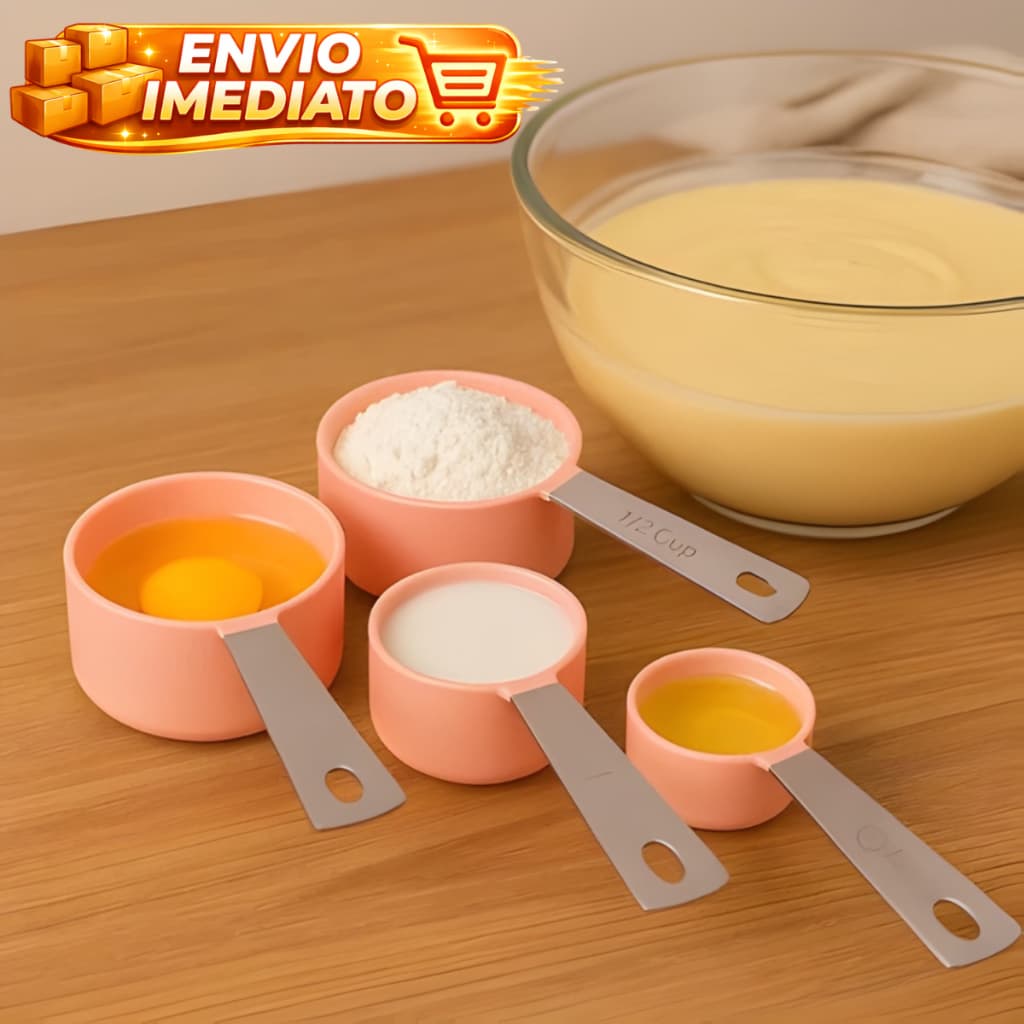 Conjunto Medidoras De Xícaras 4 Peças Luxo Alta Qualidade Tamanhos  240ml 120ml 80ml 60ml - Hercules