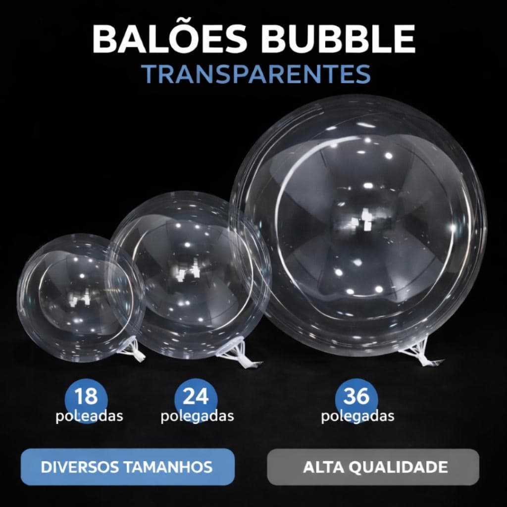 Balão Bubble Transparente 18 e 24  Polegadas Cristal Para Festas Decoração