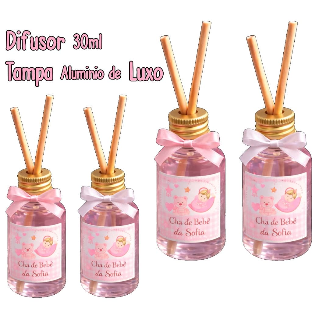 Difusor de Ambiente Personalizado Lembrancinha para Casamento, Chá Bebê, Batizado, Aniversário