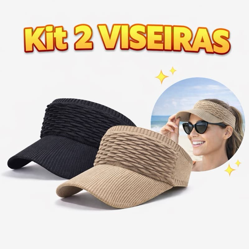Kit 2 chapéu / boné / viseira Esportiva Feminina com Aba Longa Respirável Verão