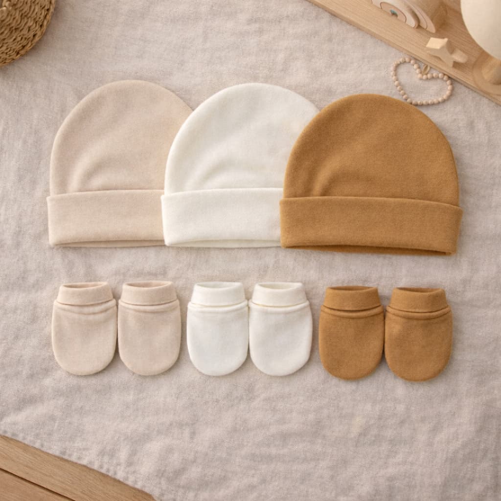 3 Kit Recém Nascido Bebê Infantil Luva E Touca Básico Dia a Dia Bebê 100% Algodão Maternidade 0 a 3 Meses .