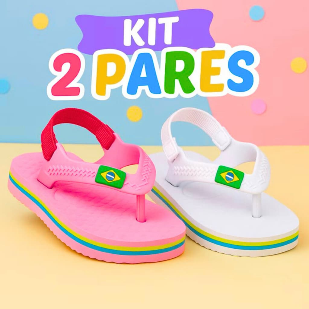 Kit 2 Pares Chinelo Infantil Super Confortável Estilo Para Brincar Promoção