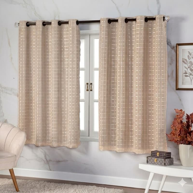 Cortina Blackout PVC 2,00m x 1,40m Com Voil Xadrez Para Quarto, Sala, Escritórios Em Diversas Cores